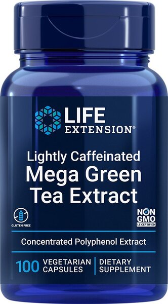 Leicht koffeinhaltiger Mega-Grüntee-Extrakt – 100 vegane Kapseln