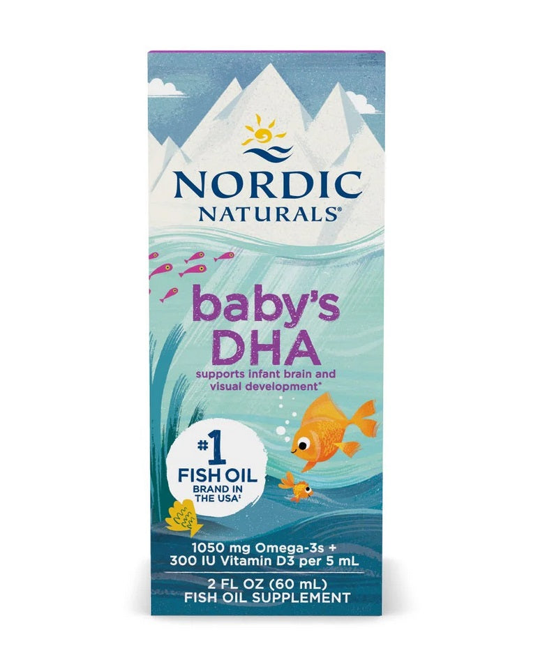 Baby-DHA-Fischöl, 1050 mg Omega-3 mit Vitamin D3 – 60 ml.