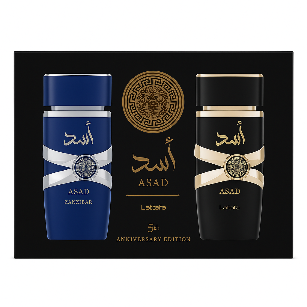 Lattafa Perfumes Asad Gift Set 100ml EDP + 200ml Perfume Spray + 300ml Air Freshener