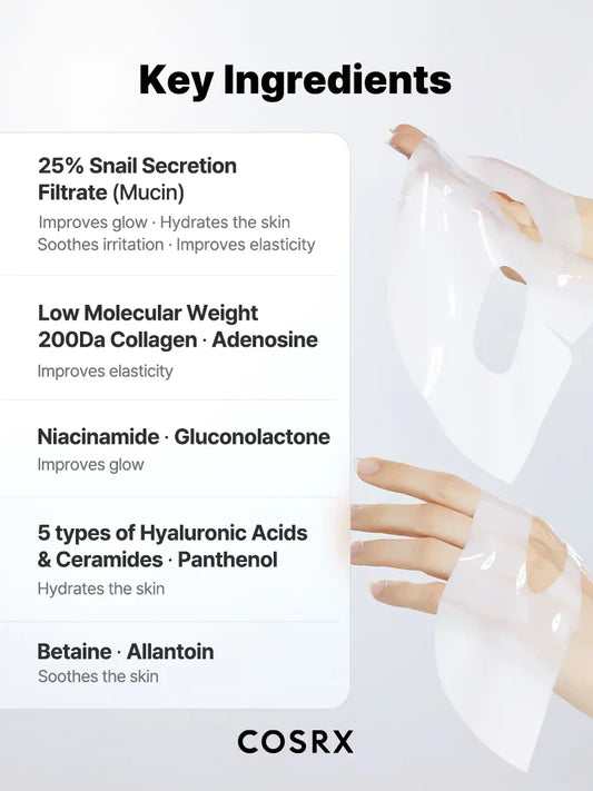 Cosrx Advanced Snail Mucin Glass Glow Hydrogel Gesichtsmaske 34g