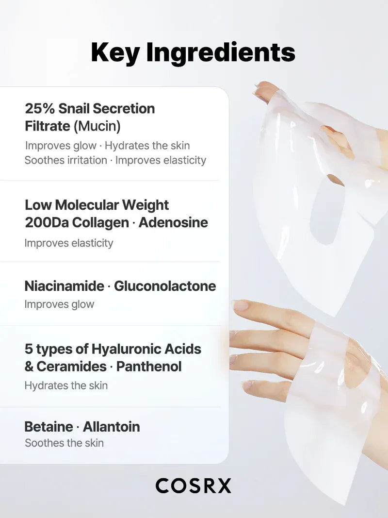Cosrx Advanced Snail Mucin Glass Glow Hydrogel Face Mask 34g
