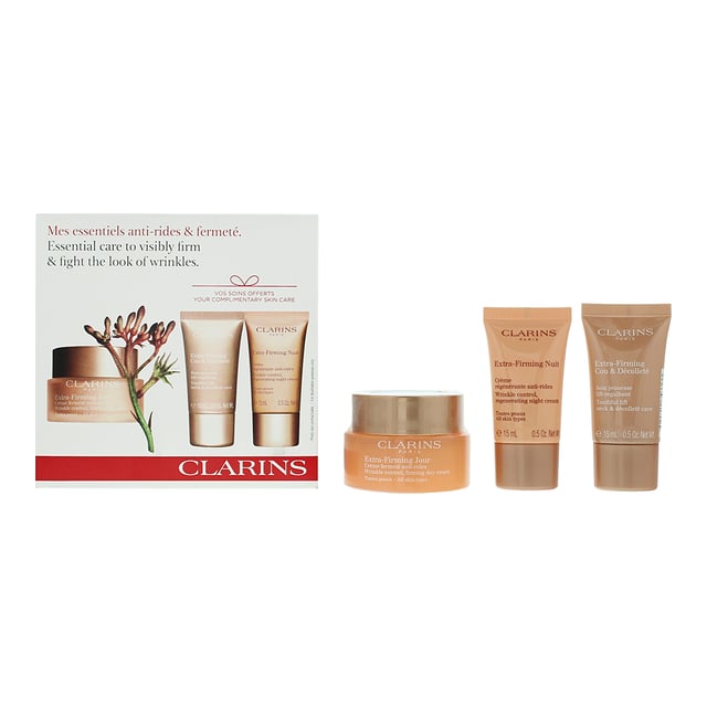 Clarins Extra Firming Gift Set 50ml Day Cream + 15ml Night Cream + 7ml Total Eye Lift + Pouch
