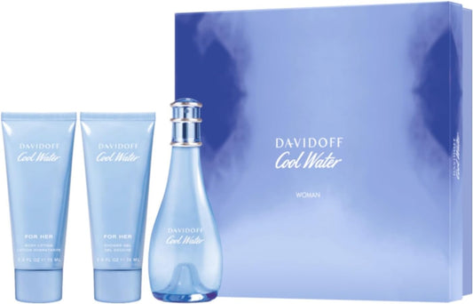 Davidoff Cool Water Woman Gift Set 100ml EDT + 75ml Body Lotion + 75ml Shower Gel