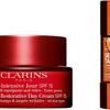 Clarins Super Restorative Gift Set 50ml Day Cream All Skintypes + 15ml Night Cream All Skintypes + 7ml Total Eye Serum + Pouch