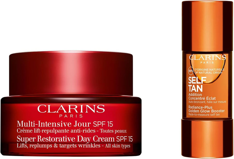 Clarins Super Restorative Gift Set 50ml Day Cream All Skintypes + 15ml Night Cream All Skintypes + 7ml Total Eye Serum + Pouch