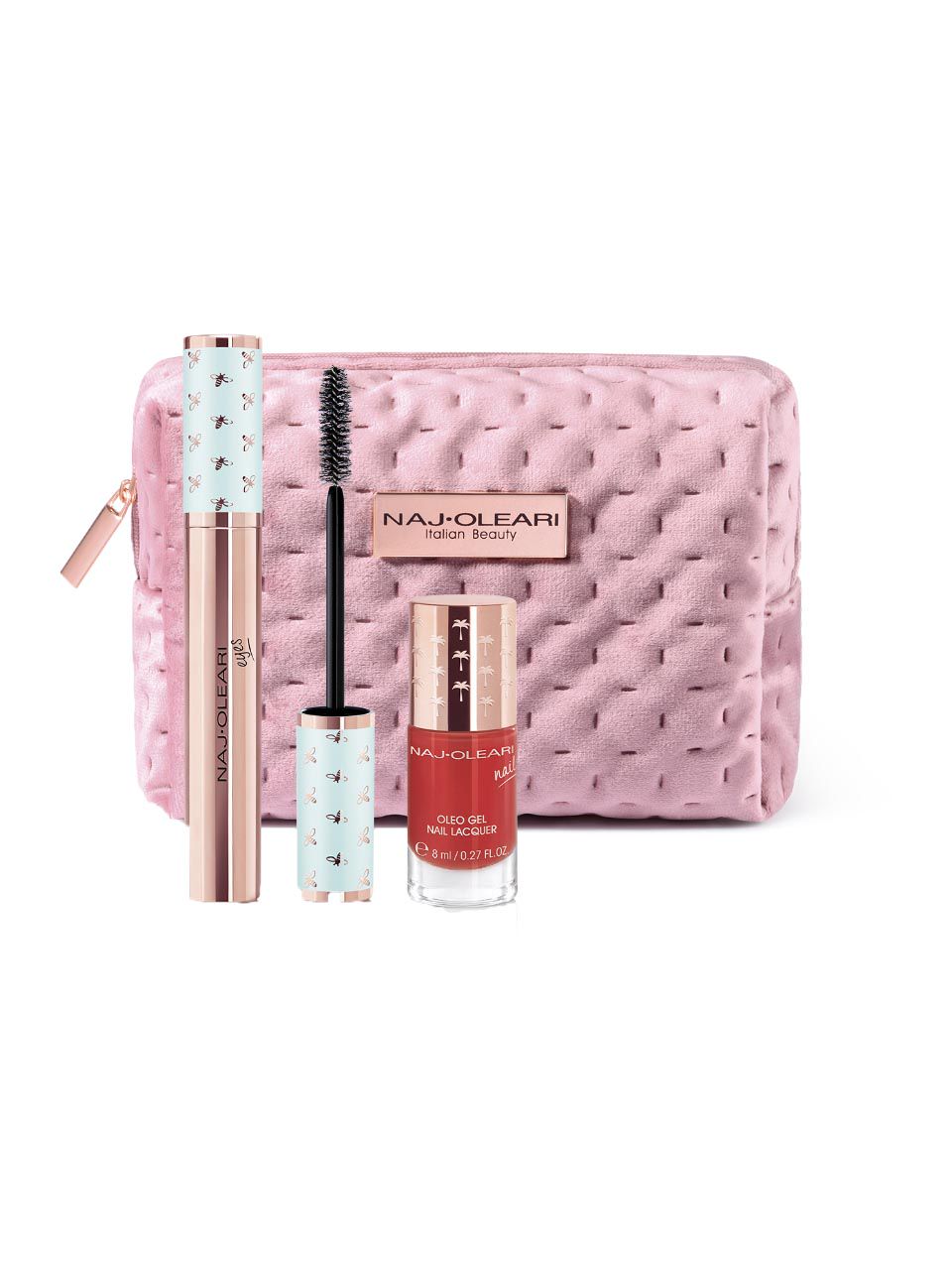 Naj Oleari Gift Set 14ml Wear The Volume Mascara + 8ml Oleo Gel Nail Lacquer 22 Red + Pouch