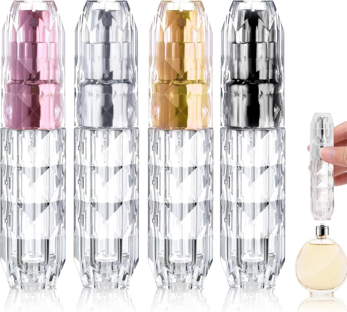 Pressit Refillable Perfume Atomiser Duo Pack - Silver & Pink
