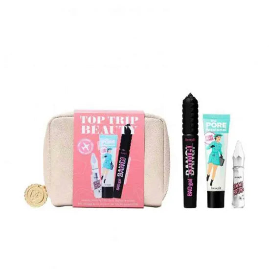 Benefit Top Trip Beauty Set 22ml Primer + 8.5g Mascara + In Shade 3 + Pouch Gimme Brow +