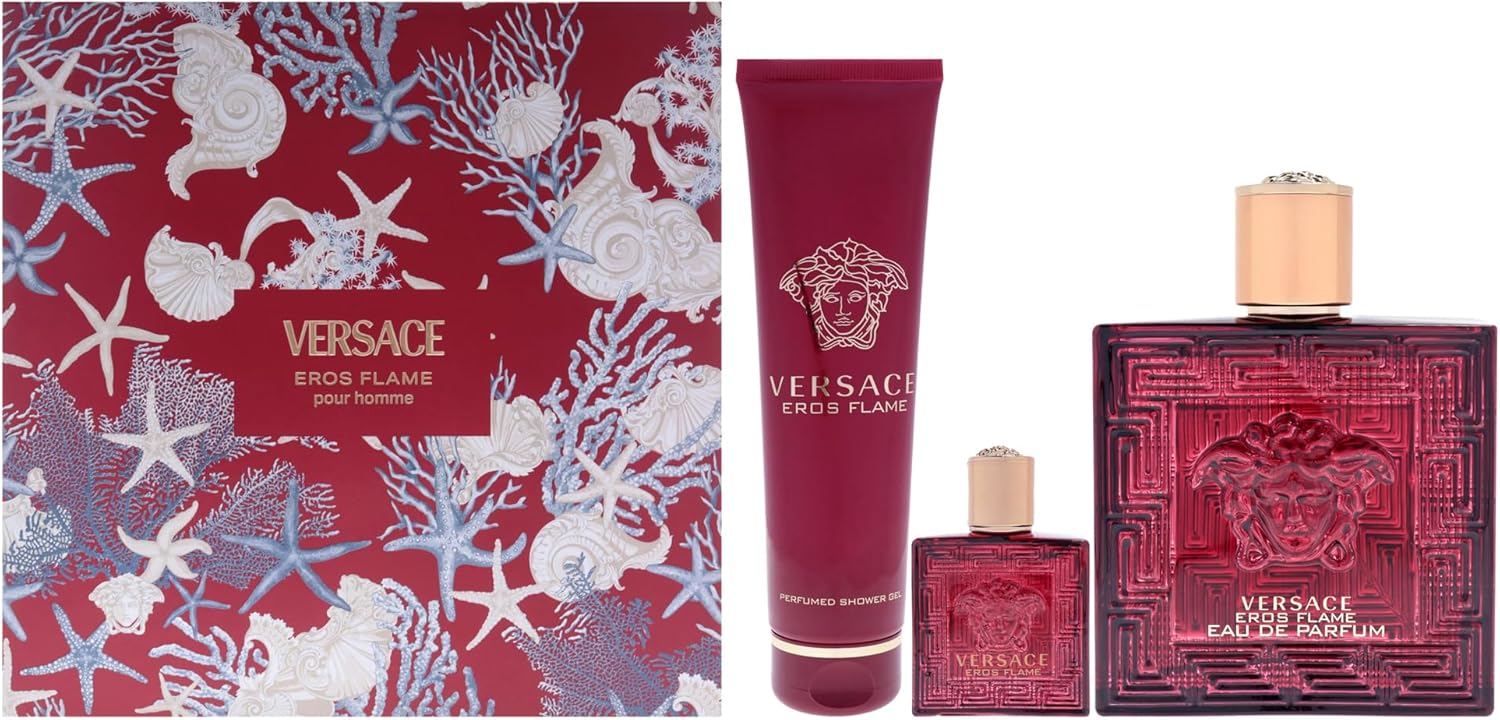 Versace Eros Flame Gift Set 100ml EDP + 10ml EDP + Toiletry Bag