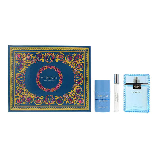 Versace Man Eau Fraiche Gift Set 100ml EDT + 75ml Deodorant Stick + 10ml EDT