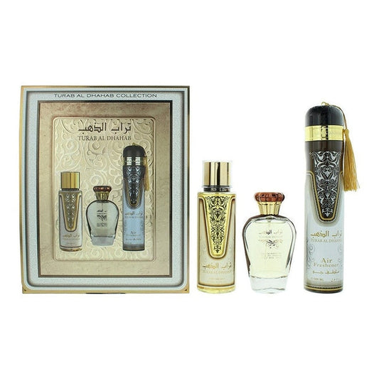 Ard Al Zaafaran Turab Al Dhahab Gift Set 100ml EDP + 250ml Body Mist + 300ml Air Freshener
