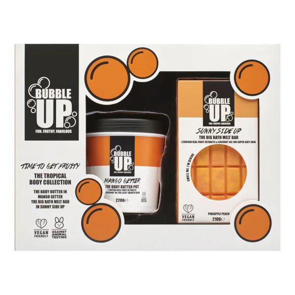 Bubble Up Tropical Gift Set 210g Sunny Side Up Big Bath Bar + 220g Mango Getter Body Butter