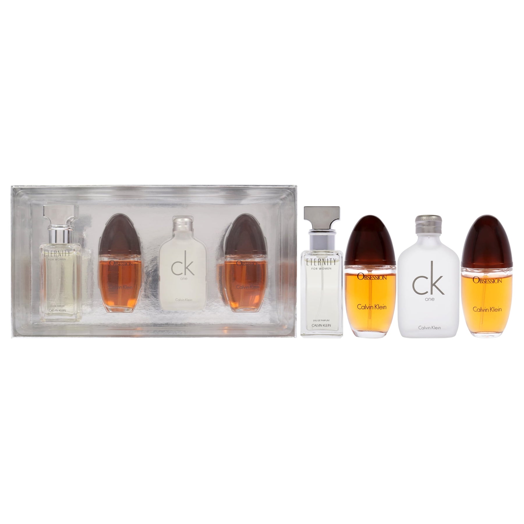 Calvin Klein Ladies Mini Set Gift Set: 2 x CK One EDT 10ml + Eternity 5ml + Euphoria 4ml