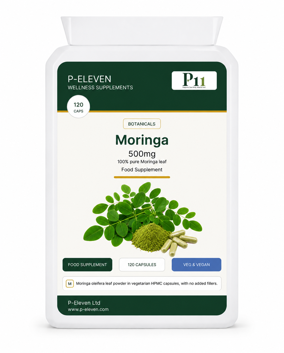 P-Eleven Moringa 500mg 120 Capsules