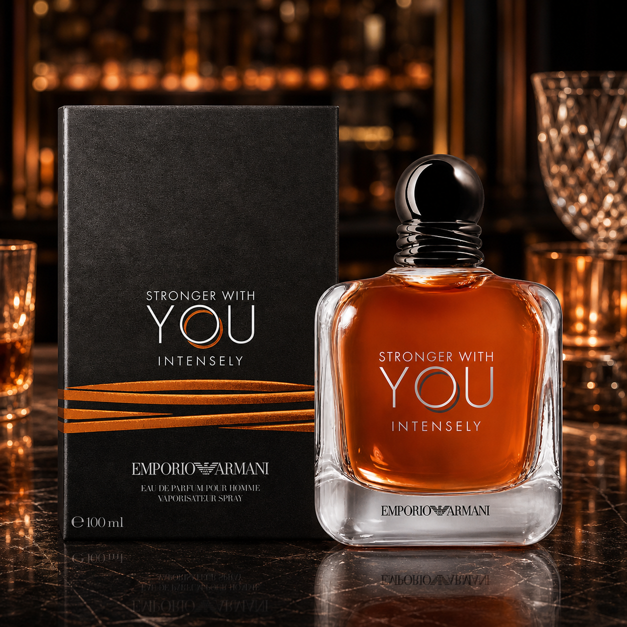Emporio Armani Stronger With You Intensely Eau de Parfum 100ml cocktail bar lifestyle image