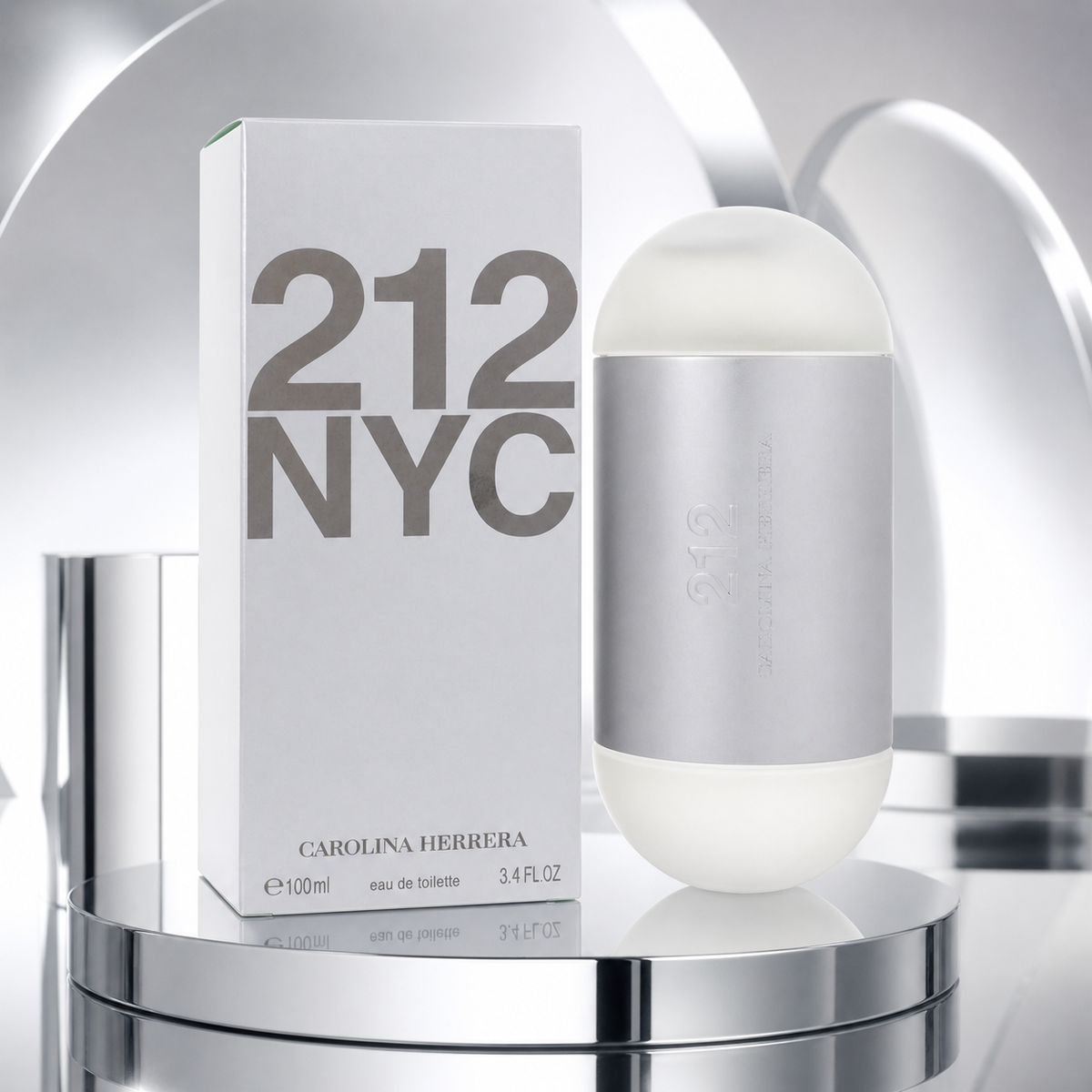 Carolina Herrera 212 Femme Eau de Toilette 100ml silver white campaign image