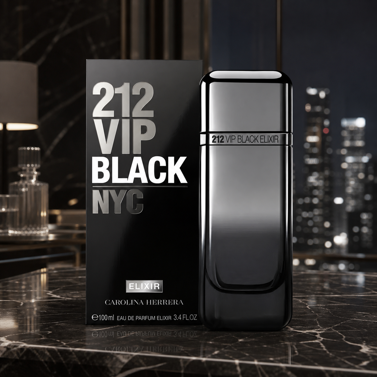 Carolina Herrera 212 VIP Black Elixir Eau de Parfum 100ml penthouse lifestyle image