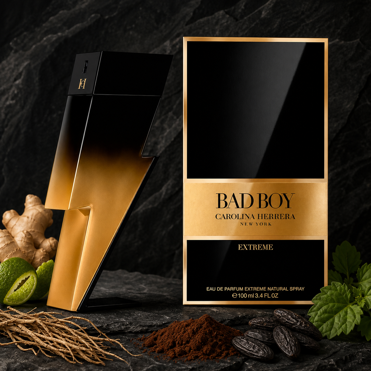 Carolina Herrera Bad Boy Extreme Eau de Parfum 100ml fragrance notes still life