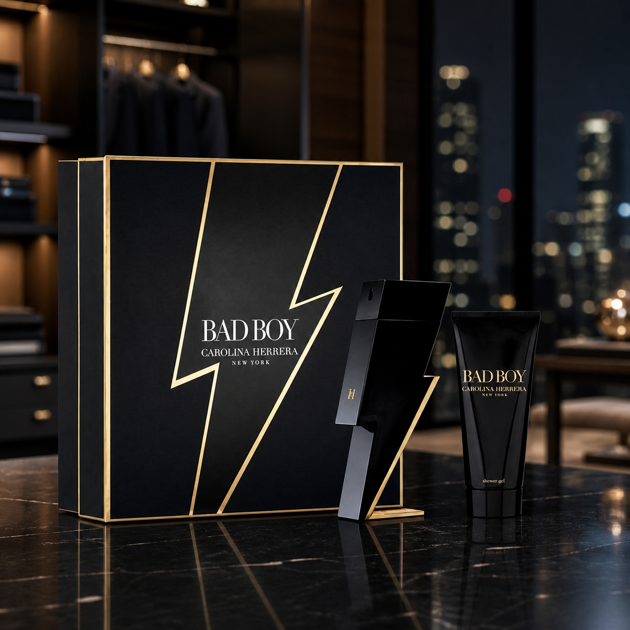 Carolina Herrera Bad Boy 100ml Eau de Toilette and 100ml shower gel penthouse lifestyle image