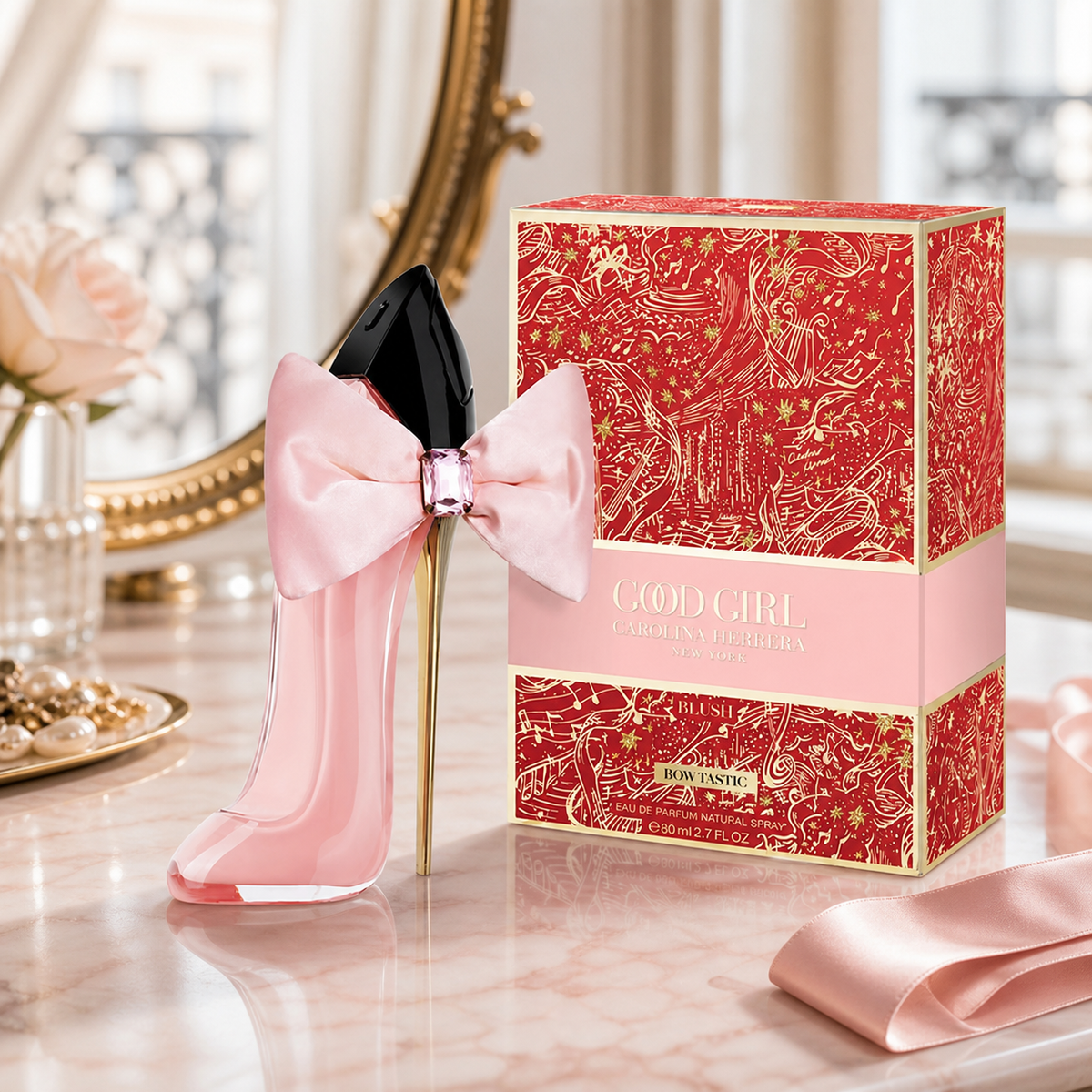 Carolina Herrera Good Girl Blush Bowtastic Edition Eau de Parfum 80ml dressing table lifestyle image