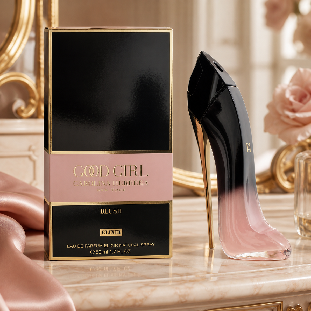 Carolina Herrera Good Girl Blush Elixir Eau de Parfum 50ml dressing room lifestyle image