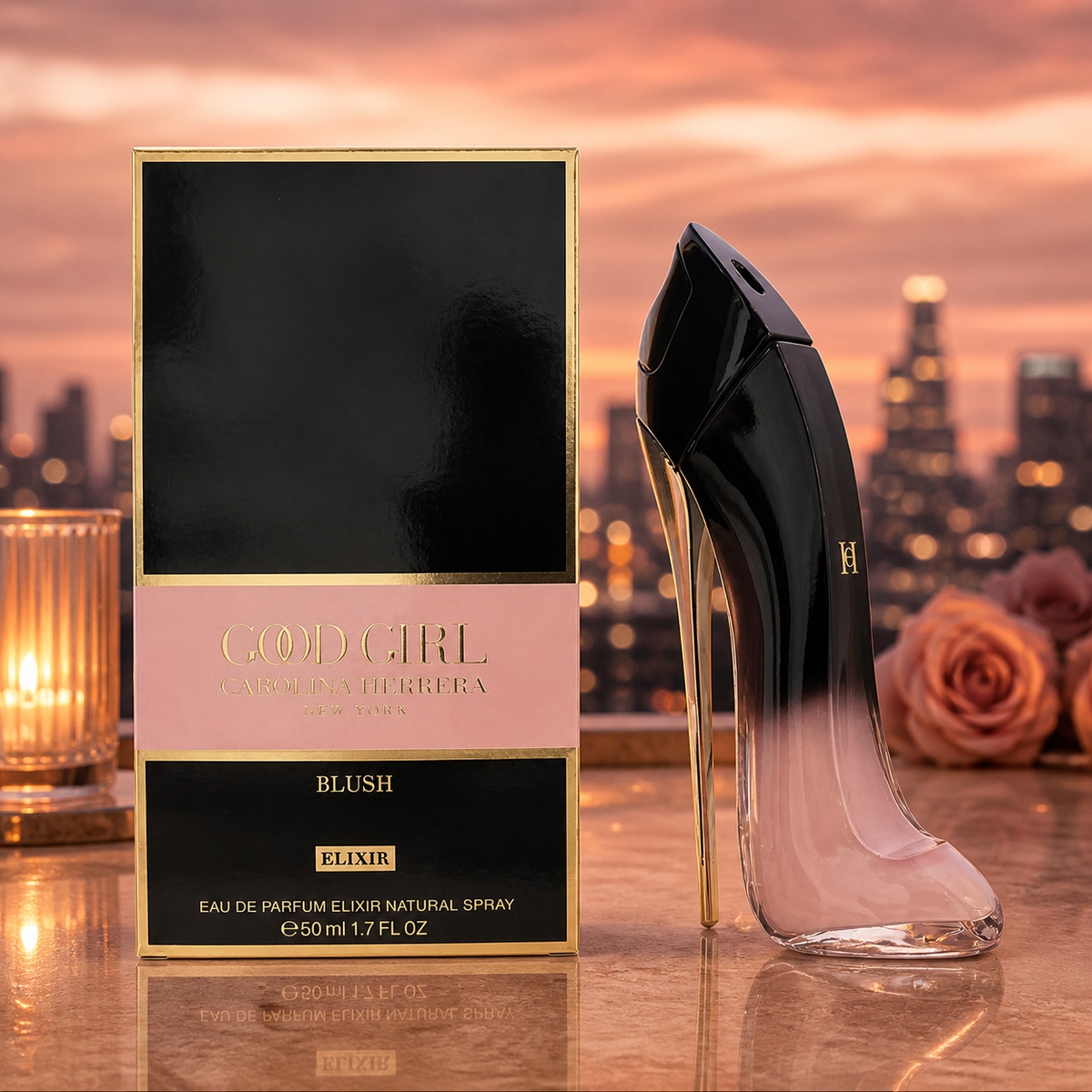 Carolina Herrera Good Girl Blush Elixir Eau de Parfum 50ml rooftop lifestyle image