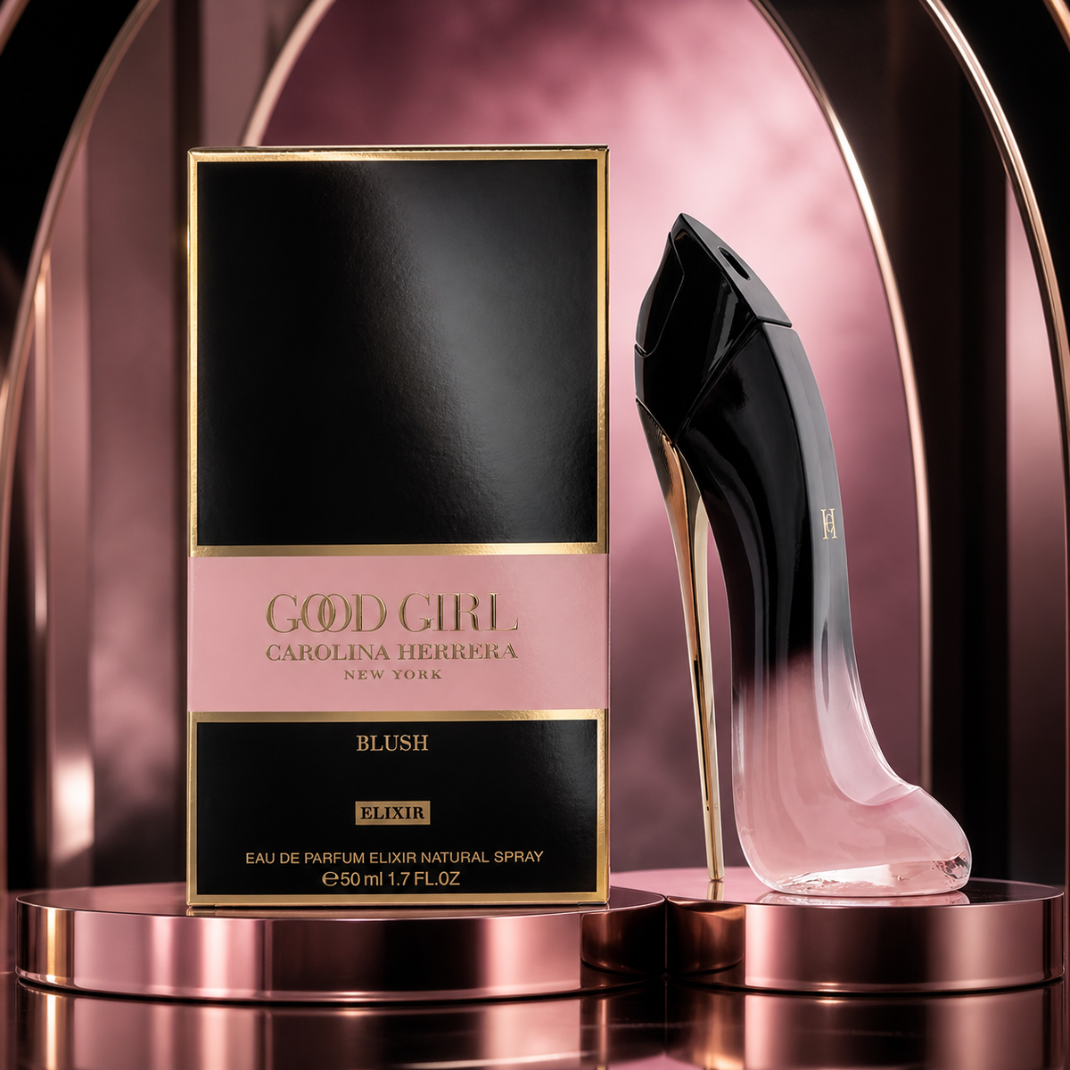 Carolina Herrera Good Girl Blush Elixir Eau de Parfum 50ml black blush gold campaign image