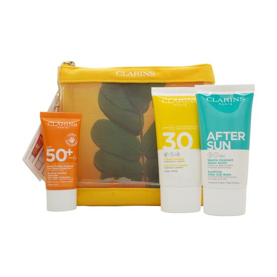 Clarins Essential Sun Care Travel Set 30ml Very High Protection Sun CreamSPF50 + 75ml Sun Care Cream + 75ml Soothing After Sun Balm