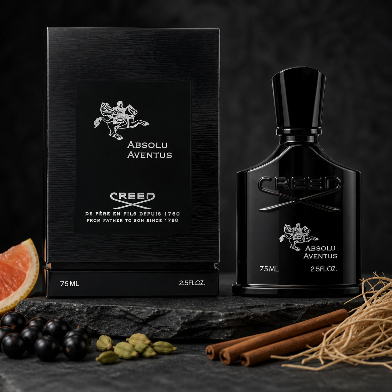 Creed Absolu Aventus Eau de Parfum 75ml ingredient still life image