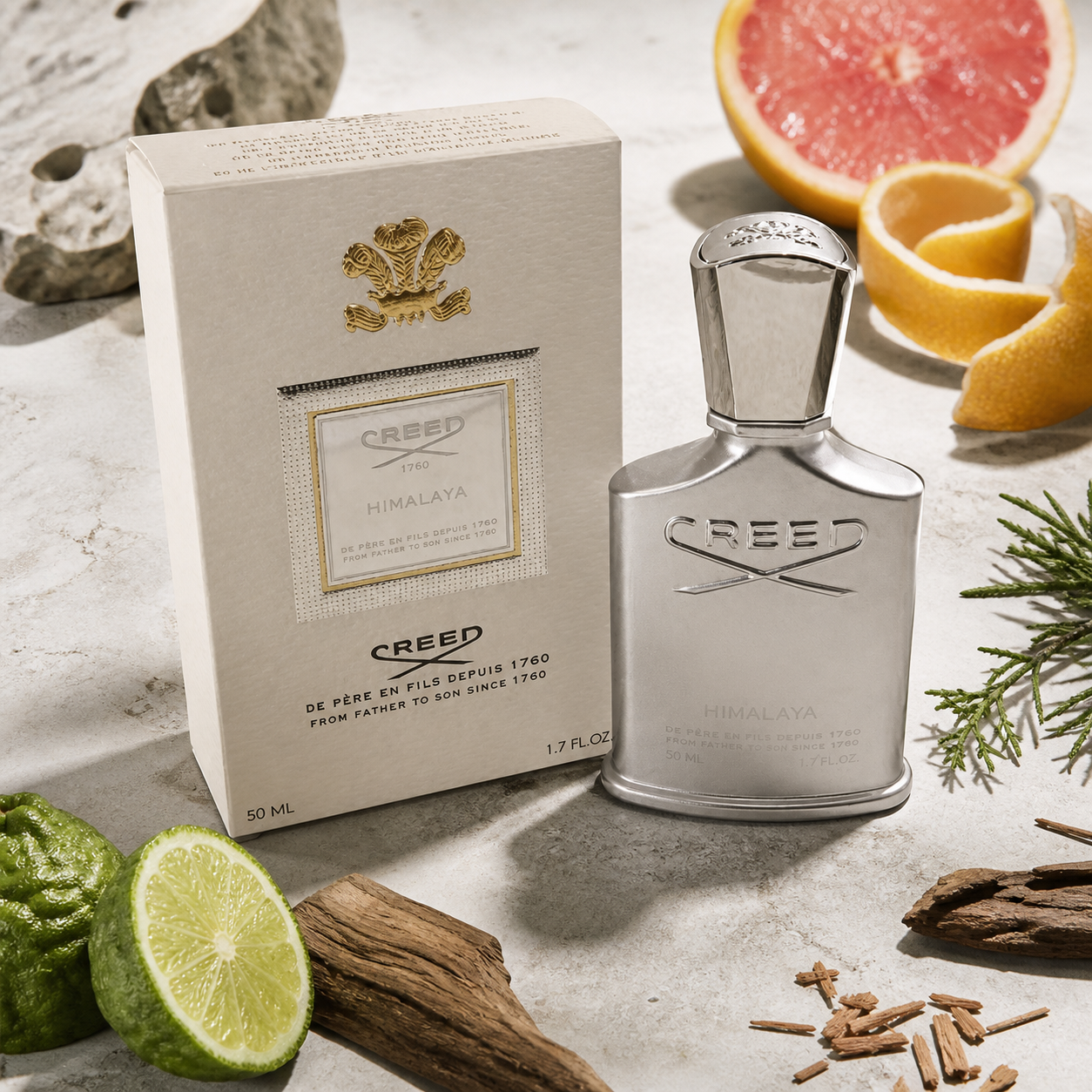 Creed Himalaya Eau de Parfum 50ml ingredient still life