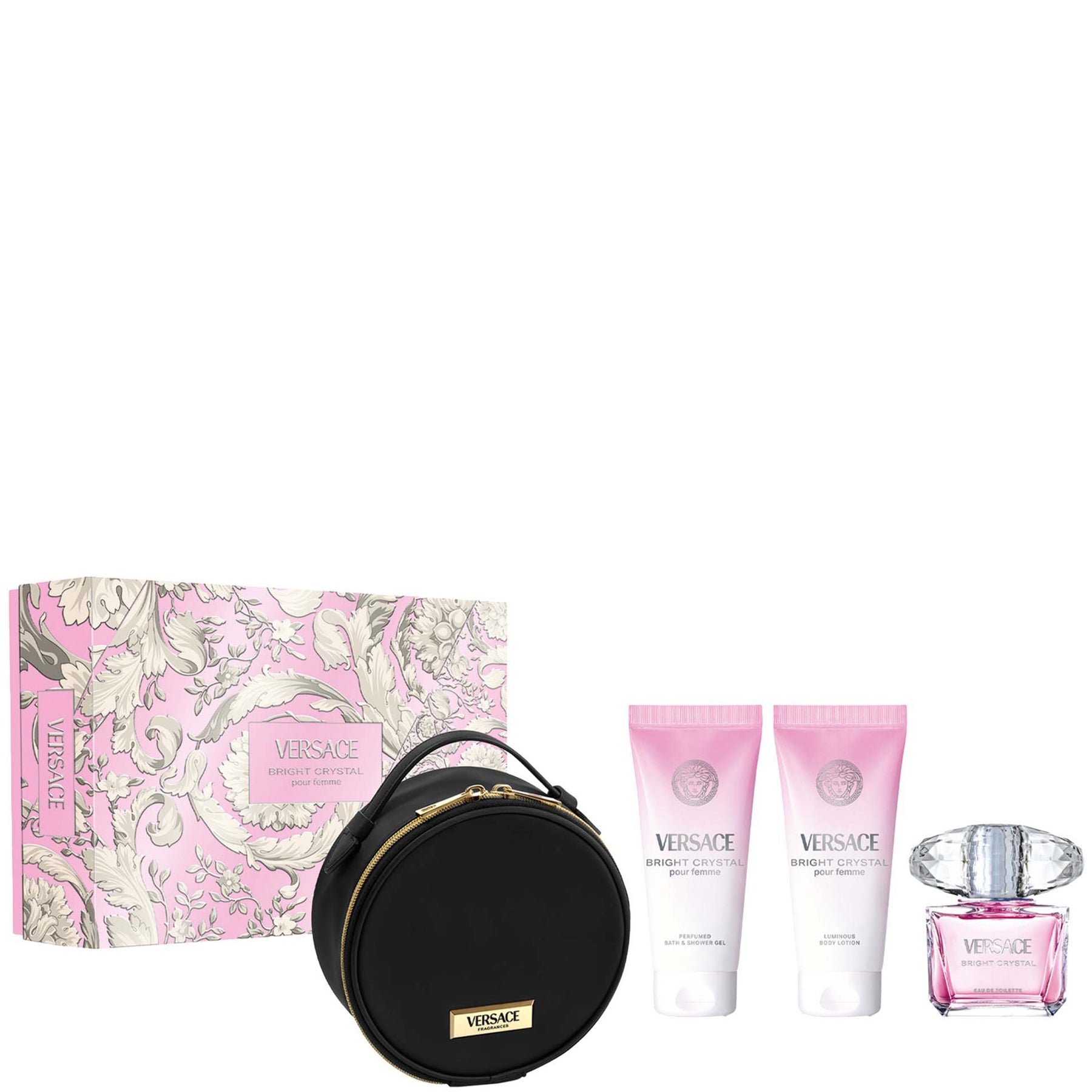 Versace Bright Crystal Gift Set 90ml EDT + 100ml Body Lotion + 100ml Shower Gel + Bag