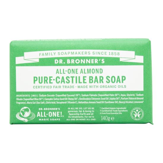 Dr. Bronner's Almond Pure-Castile Soap Bar 140g
