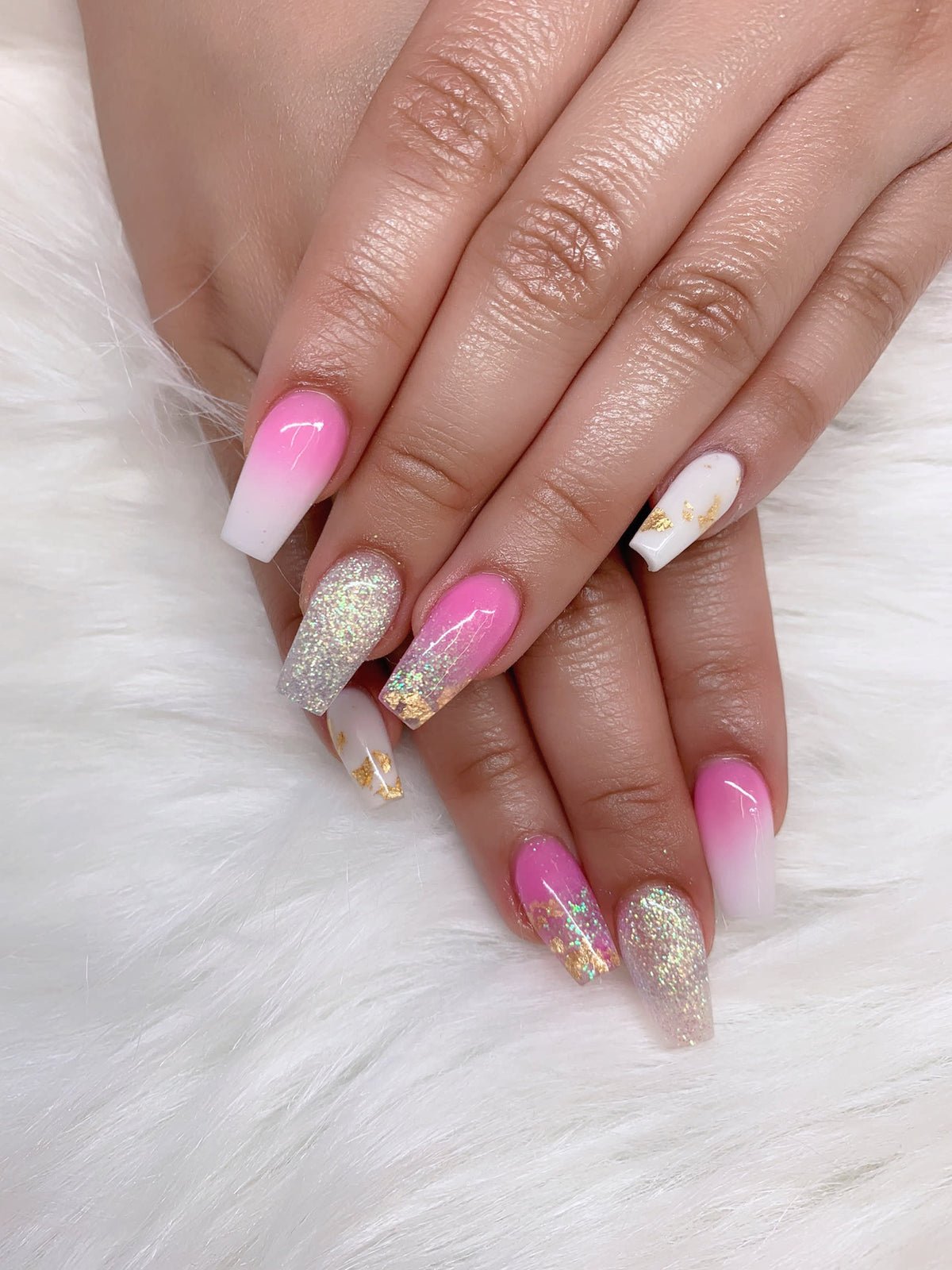 Sunkissed Nail Studio French Ombre Acrylic Strength Round Nails 24 Pieces