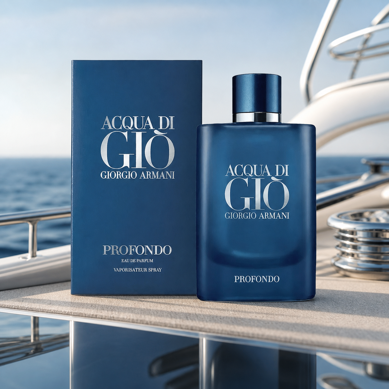 Giorgio Armani Acqua di Giò Profondo Eau de Parfum 100ml luxury yacht lifestyle image