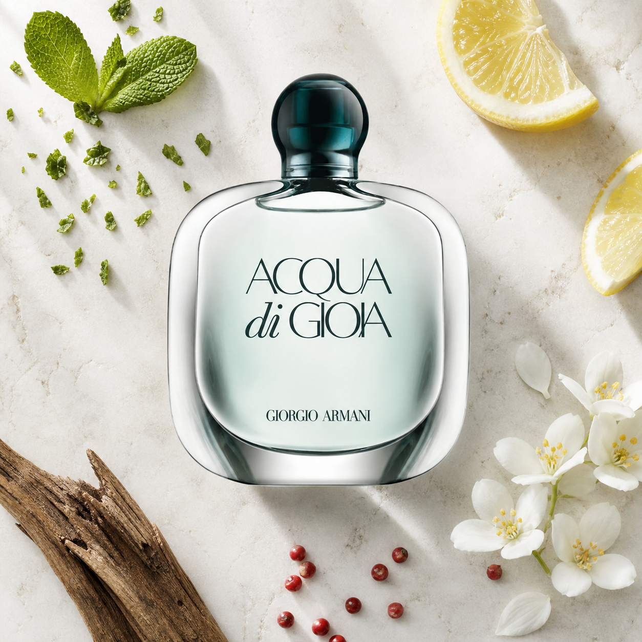 Giorgio Armani Acqua di Gioia Eau de Parfum 100ml ingredient still life image