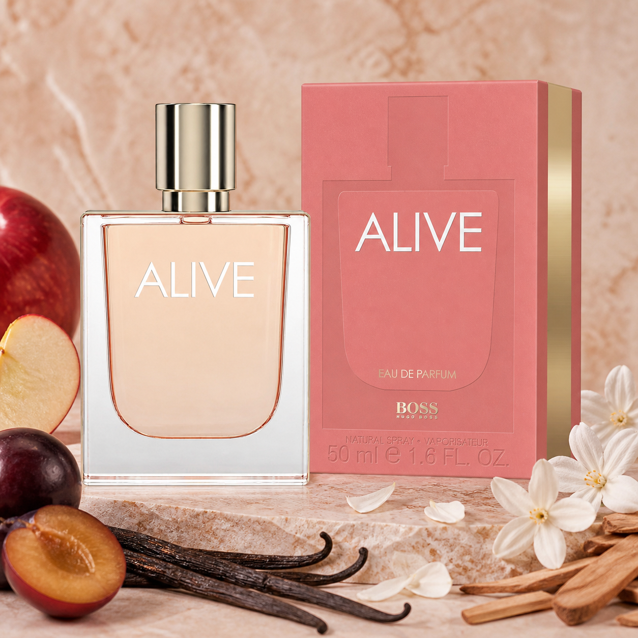 Hugo Boss Alive Eau de Parfum 50ml fragrance notes still life