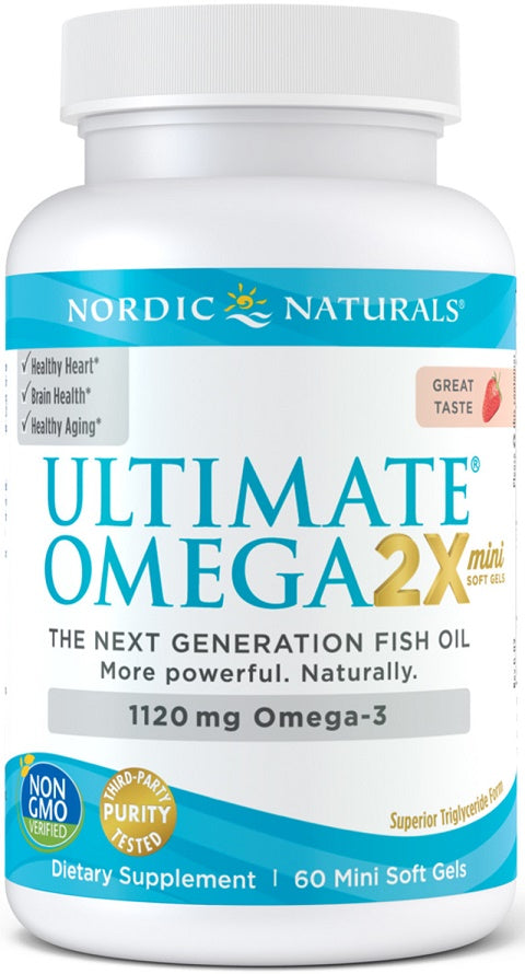 Ultimate Omega 2X Mini, 1120mg Erdbeere - 60 Mini-Softgels