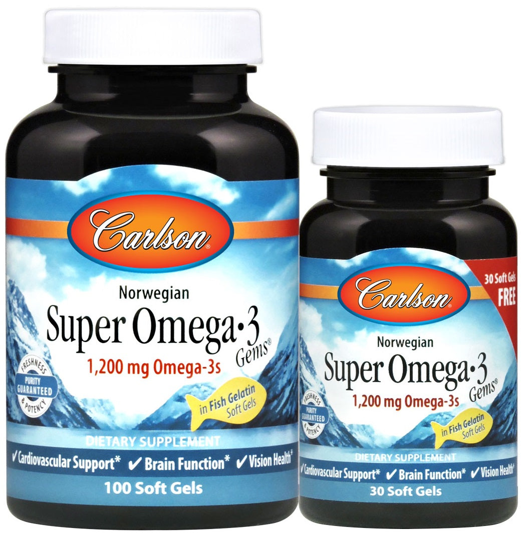 Norwegische Super Omega-3 Gems, 1200mg - 100 + 30 Weichkapseln