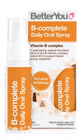 B-complete Tägliches Mundspray, Natürlicher Pfirsich, Pflaume & Himbeere - 25 ml.