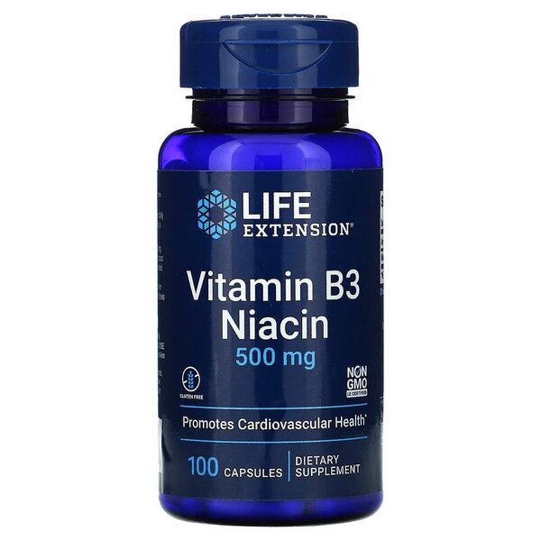 Vitamin B3 Niacin, 500 mg - 100 Kapseln