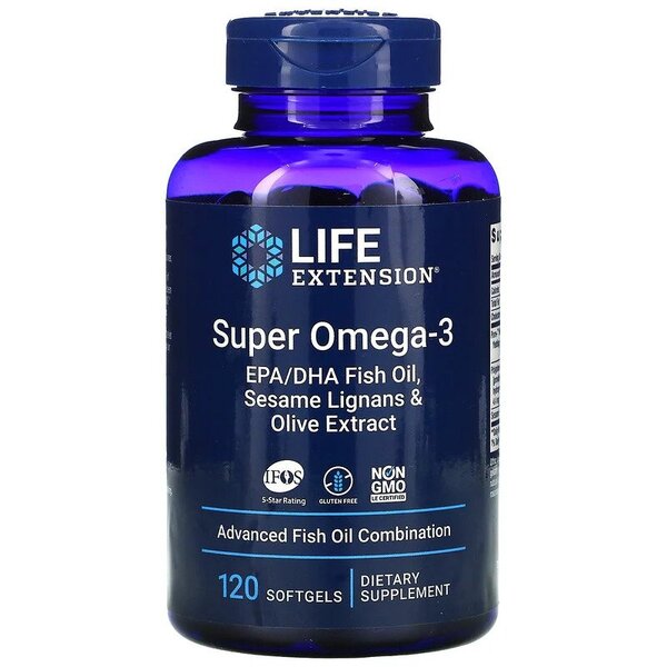 Super Omega-3 EPA/DHA Fischöl, Sesam-Lignane & Olivenextrakt – 120 Weichkapseln