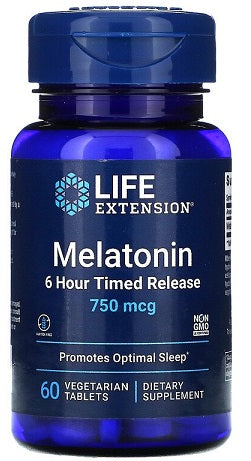 Melatonin 6 Stunden Zeitverzögerung, 750mcg - 60 vegetarische Tabletten