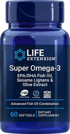Super Omega-3 EPA/DHA Fish Oil, Sesame Lignans & Olive Extract - 60 softgels