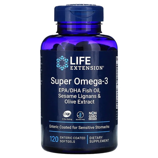 Super Omega-3 EPA/DHA mit Sesam-Lignanen und Olivenextrakt – 120 magensaftresistente Weichkapseln