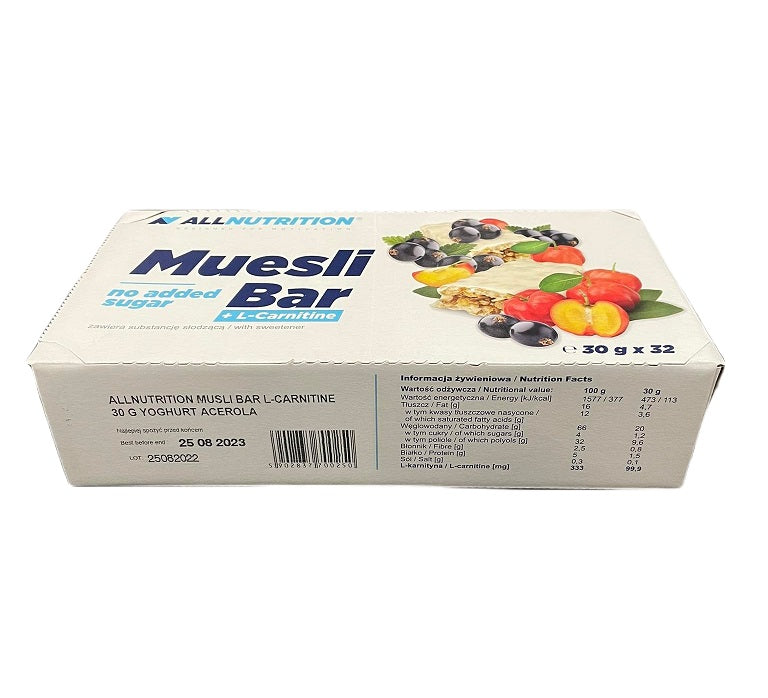 Muesli Bar + L-Carnitine, Yoghurt & Acerola - 32 bars - Yoghurt & Acerola