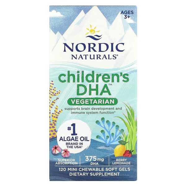 Kinder DHA Vegetarisch, 375mg Beerenlimonade – 120 Kautabletten