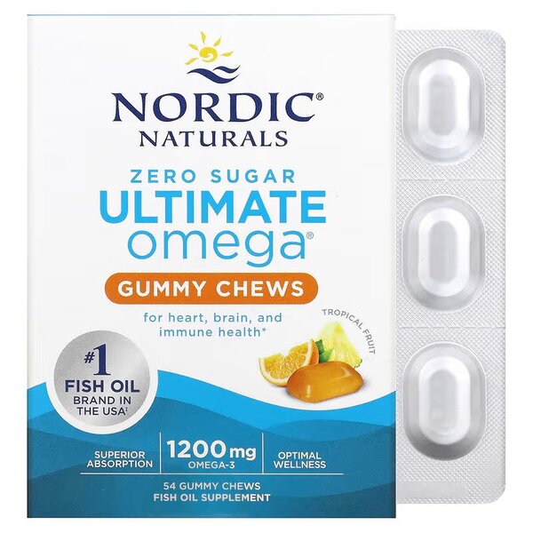 Ultimate Omega Gummy Chews, 1200mg Tropical Fruit - 54 gummies