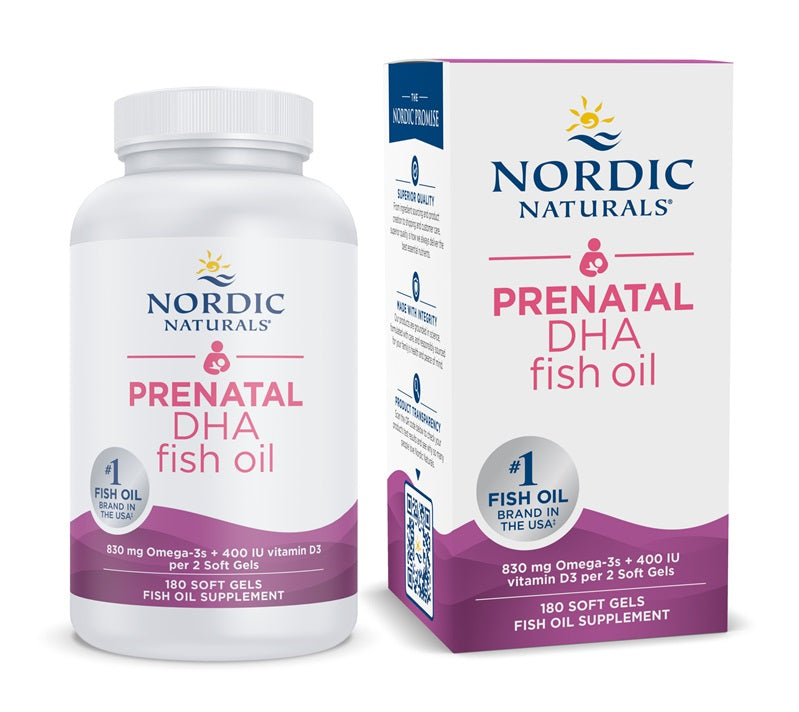 Prenatales DHA, 830 mg Omega-3 + 400 IE D3 geschmacksneutral (EAN 768990891045) - 180 Weichkapseln