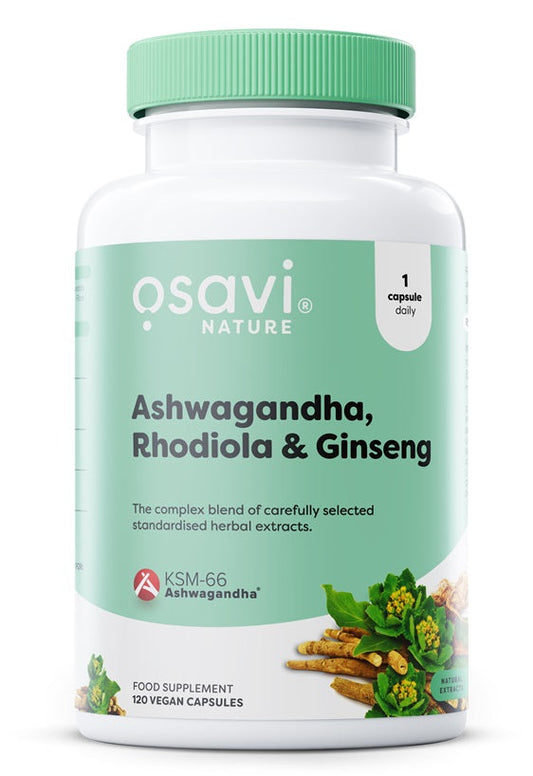 Ashwagandha + Rhodiola & Ginseng – 120 vegane Kapseln