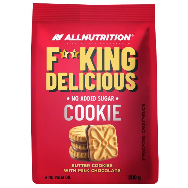 Fitking Delicious Cookie, Butter Cookies with Milk Chocolate - 200g - Butter Cookies with Milk Chocolate